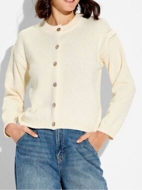 Women's Crewneck Cable Trim Cardigan